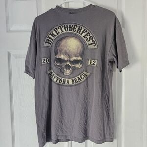 2012 grey biktober biker skulls emo grunge tee